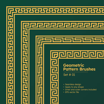 Set of Geometric Pattern Brushes Greek Borders Design vector
