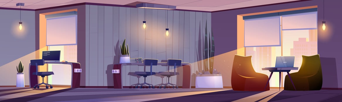 Coworking or home office interior evening view vector