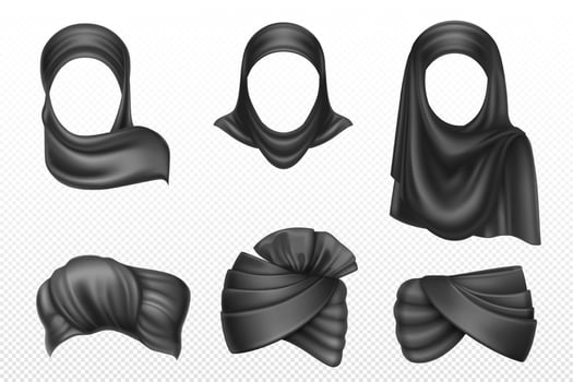 Black turban and hijab, indian and arab headdress vector