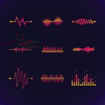 Colorful Neon Color Sound Wave Icon Collection vector