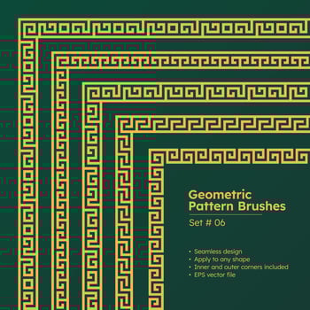Set of Geometric Pattern Brushes Greek Borders Design vector