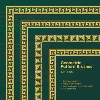 Set of Geometric Pattern Brushes Greek Borders Design vector