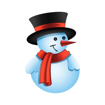 Clipart of cartoon version of snow man in christmas season vector