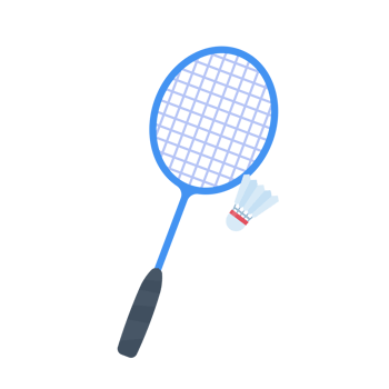 Badminton bat for hitting shuttlecocks in indoor sports png