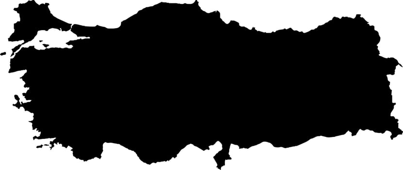 Black colored Turkey outline map. Political turkish map. Vector illustration
