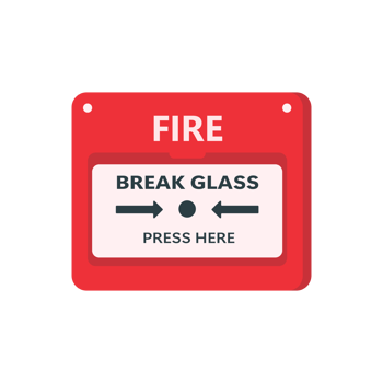 Fire alarm button. A fire alarm alerts people to evacuate the building. png