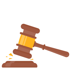 judge hammer Use knocks to decide a lawsuit. A wooden hammer to hit the auction close. png