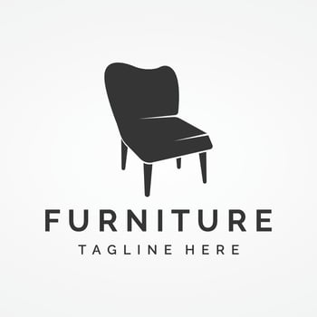 Interior chair furniture template logo creative design with modern geometric lines.With elegant and minimalist shape. vector