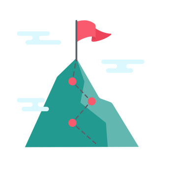 red flags placed on high mountains Ideas for achieving business goals png