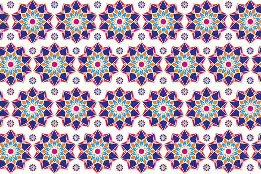 Seamless geometric pattern, islamic motif . Colorful Arabic ornaments. Mandala. Patterns for fabrics, packaging, wallpaper. Vector illustration on white background