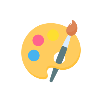 A set of brush heads and paint buckets for creating art from the artist's creativity. png
