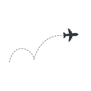 Airplane routes travel icon. Travel from start point and dotted line tracing. png