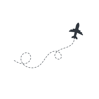 Airplane routes travel icon. Travel from start point and dotted line tracing. png