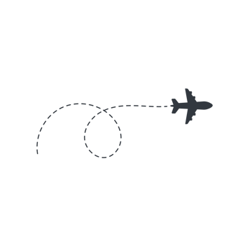 Airplane routes travel icon. Travel from start point and dotted line tracing. png
