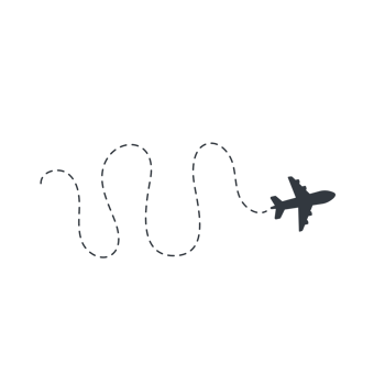Airplane routes travel icon. Travel from start point and dotted line tracing. png