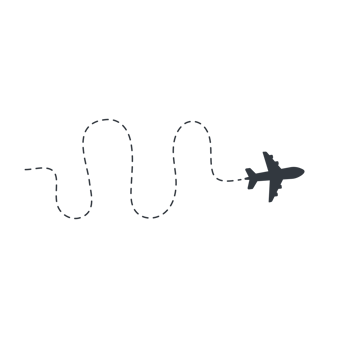 Airplane routes travel icon. Travel from start point and dotted line tracing. png