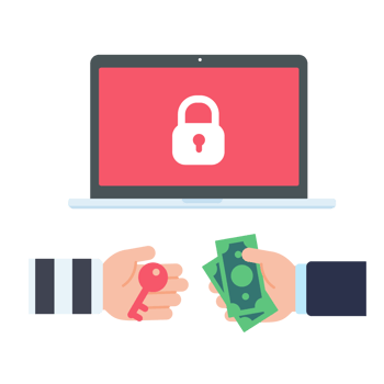 Computer with red screen. The concept of ransom computer virus infection from email png