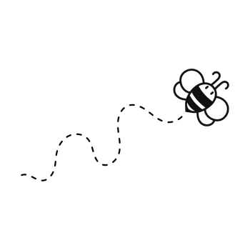 Bee flying path. A bee flying in a dotted line The flight path of a bee to honey. png