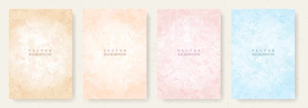 Abstract watercolor texture background set. Pink, blue, brown, beige vector marble pattern