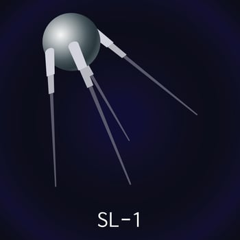 Space satellite icon, cartoon style vector