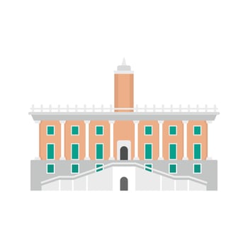 Historical european building in city icon, flat style vector