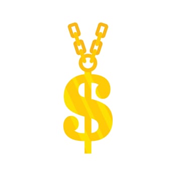 Gold dollar symbol icon, flat style vector