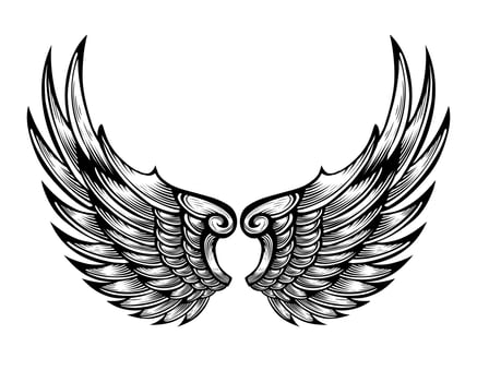 Tribal angel wings tattoo illustration vector