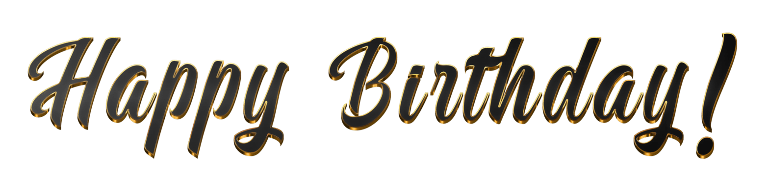 Black Text Happy Birthday cut out png