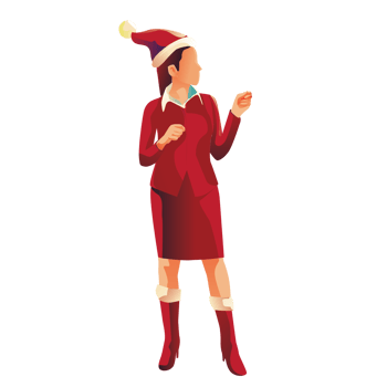People smile woman with hat happy Full length celebration on Christmas PNG Flat Design