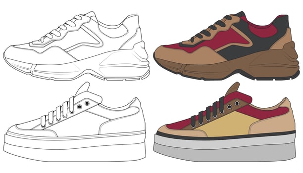 Set off Sneaker shoe . Concept. Flat design. Vector illustration. Sneakers in flat style.
