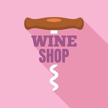 Wine shop corkscrew logo, flat style vector