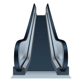 Mall escalator icon, realistic style vector