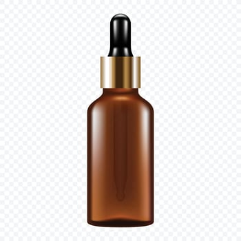 Dropper in glass bottle icon, realistic style vector