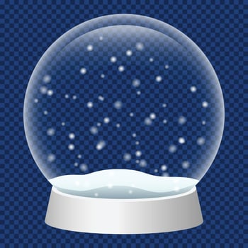 Glass snowglobe icon, realistic style vector