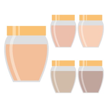 Set of makeup items. Five creams for the skin. Vector illustration.