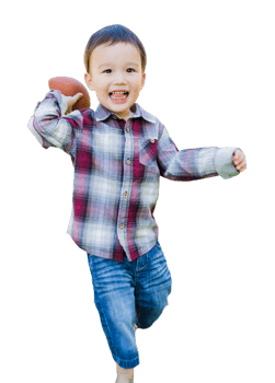 Transparent PNG of Cute Young Mixed Race Boy Playing Football.