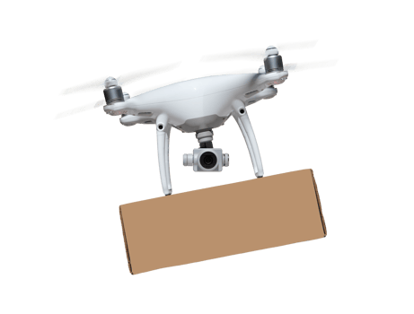 Transparent PNG Drone UAV In Flight With Package Attached.