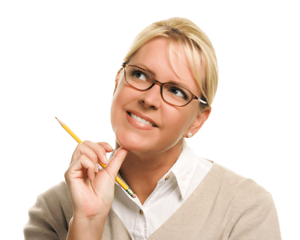 Beautiful Woman with Pencil On White or Transparent PNG