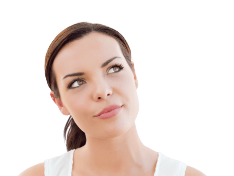 Transparent PNG of Pensive Young Adult Woman Looking Up.