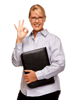 Transparent PNG of Attractive Blond Businesswoman with Okay Hand Sign.