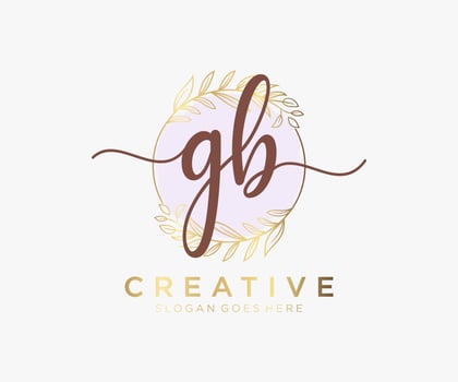 Initial GB feminine logo. Usable for Nature, Salon, Spa, Cosmetic and Beauty Logos. Flat Vector Logo Design Template Element.