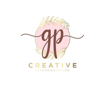 Initial GP feminine logo. Usable for Nature, Salon, Spa, Cosmetic and Beauty Logos. Flat Vector Logo Design Template Element.