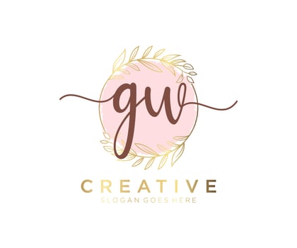 Initial GW feminine logo. Usable for Nature, Salon, Spa, Cosmetic and Beauty Logos. Flat Vector Logo Design Template Element.