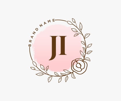 Initial JI feminine logo. Usable for Nature, Salon, Spa, Cosmetic and Beauty Logos. Flat Vector Logo Design Template Element.