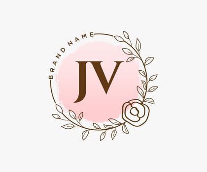 Initial JV feminine logo. Usable for Nature, Salon, Spa, Cosmetic and Beauty Logos. Flat Vector Logo Design Template Element.