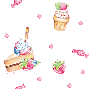 Seamless Pattern of Cake and Ice Cream in Watercolor png