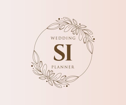SI Initials letter Wedding monogram logos collection, hand drawn modern minimalistic and floral templates for Invitation cards, Save the Date, elegant identity for restaurant, boutique, cafe in vector