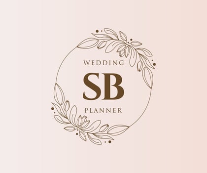 SB Initials letter Wedding monogram logos collection, hand drawn modern minimalistic and floral templates for Invitation cards, Save the Date, elegant identity for restaurant, boutique, cafe in vector