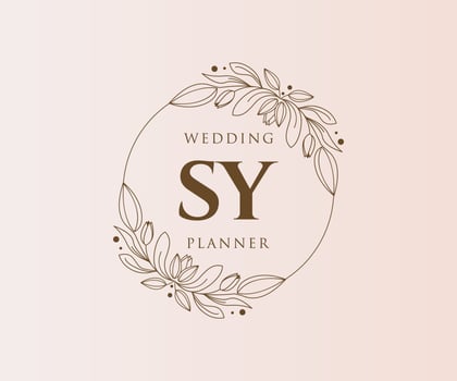 SY Initials letter Wedding monogram logos collection, hand drawn modern minimalistic and floral templates for Invitation cards, Save the Date, elegant identity for restaurant, boutique, cafe in vector