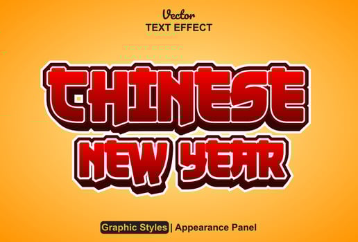 happy chinese new year text effect with graphic style and editable. vector